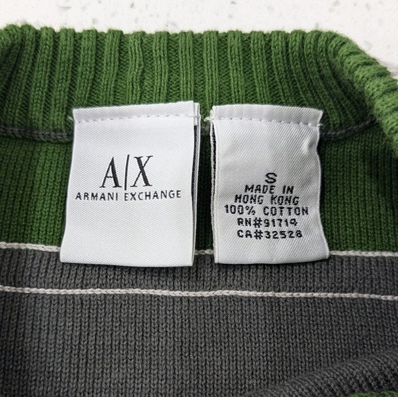 Armani Exchange Men Gray Green Crewneck Sweater Ribbed Sides Casual Size Small - Picture 9 of 10